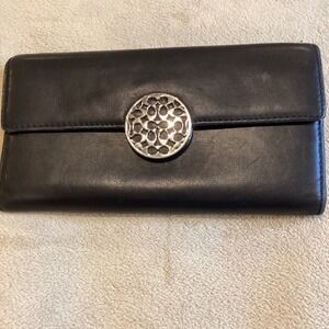 Coach wallet, Black with silver detail and snap closure